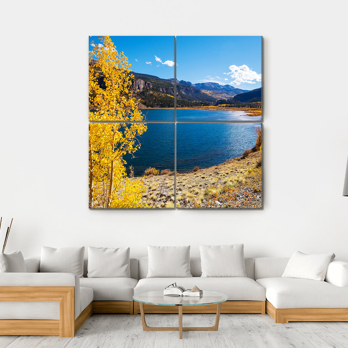 Lake In Colorado Canvas Wall Art-4 Square-Gallery Wrap-17" x 17"-Tiaracle