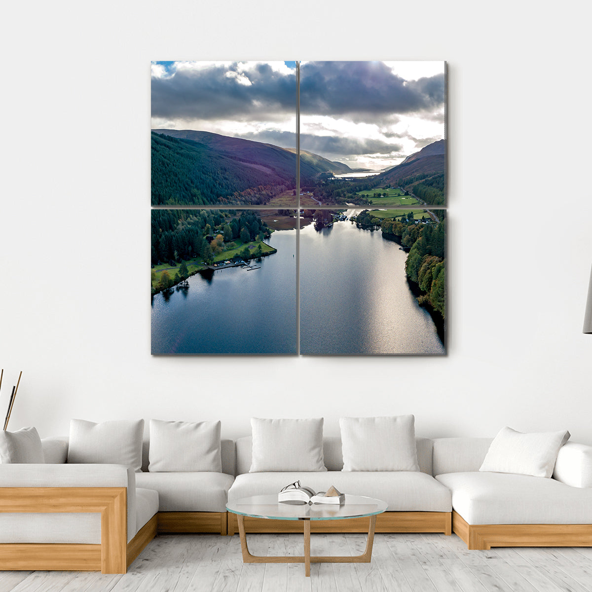 View Of Laggan In Scotland Canvas Wall Art-4 Square-Gallery Wrap-17" x 17"-Tiaracle