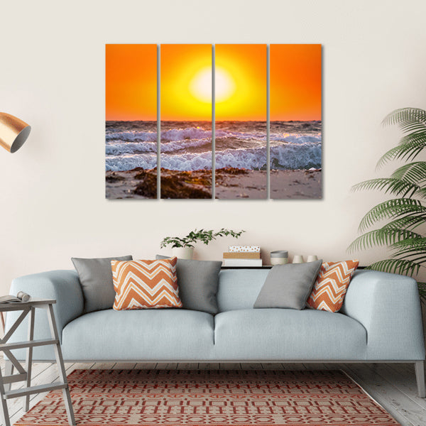 Summer Sunrise Above The Stormy Sea Canvas Wall Art-4 Horizontal-Gallery Wrap-34" x 24"-Tiaracle