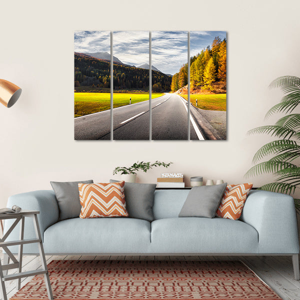 Alpine Road In Switzerland Canvas Wall Art-4 Horizontal-Gallery Wrap-34" x 24"-Tiaracle