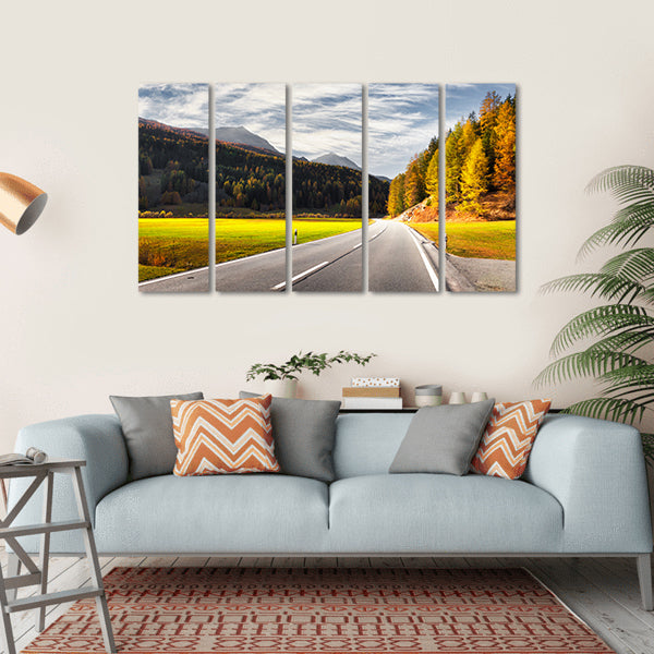 Alpine Road In Switzerland Canvas Wall Art-5 Horizontal-Gallery Wrap-22" x 12"-Tiaracle