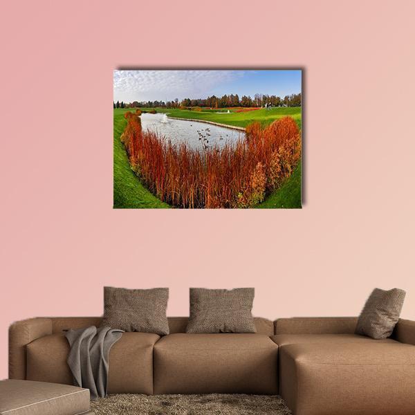 Pond & Green Meadow Canvas Wall Art-1 Piece-Gallery Wrap-36" x 24"-Tiaracle