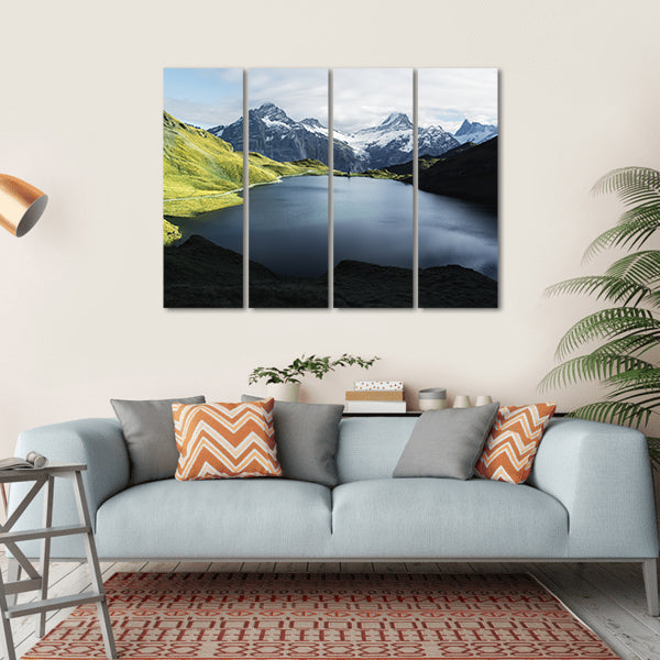 Lake In Swiss Alps Canvas Wall Art-4 Horizontal-Gallery Wrap-34" x 24"-Tiaracle