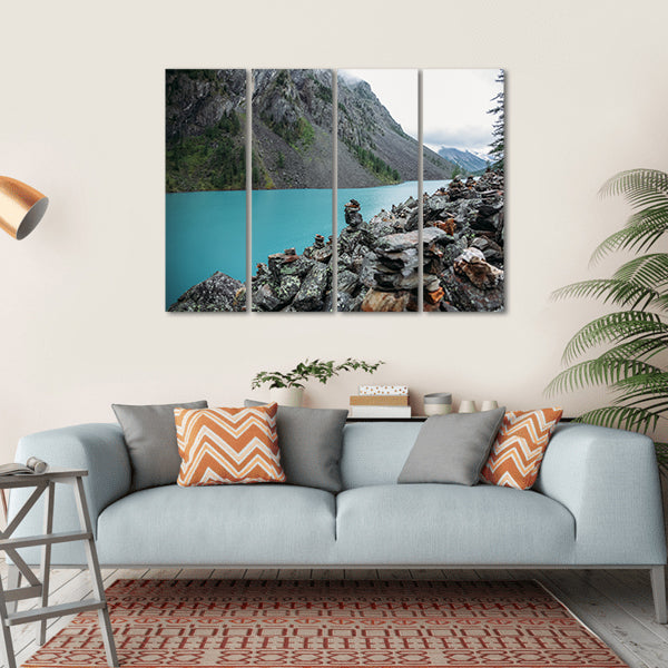 Lake In Altai Russia Canvas Wall Art-4 Horizontal-Gallery Wrap-34" x 24"-Tiaracle