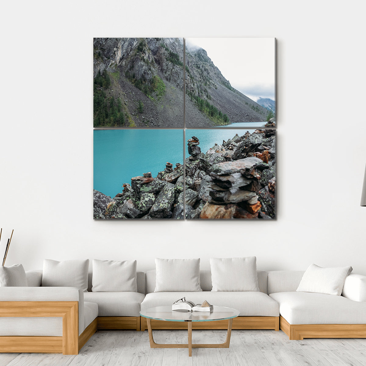 Lake In Altai Russia Canvas Wall Art-4 Square-Gallery Wrap-17" x 17"-Tiaracle
