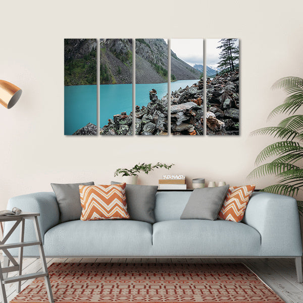 Lake In Altai Russia Canvas Wall Art-5 Horizontal-Gallery Wrap-22" x 12"-Tiaracle
