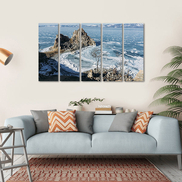 View Of Rock Formations On Lake Baikal Canvas Wall Art-5 Horizontal-Gallery Wrap-22" x 12"-Tiaracle