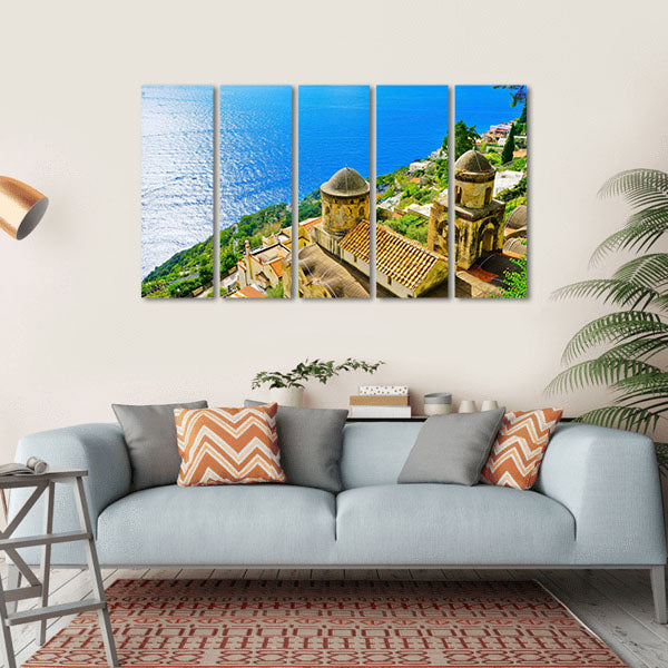 Amalfi Coast From Revello Village Canvas Wall Art-5 Horizontal-Gallery Wrap-22" x 12"-Tiaracle