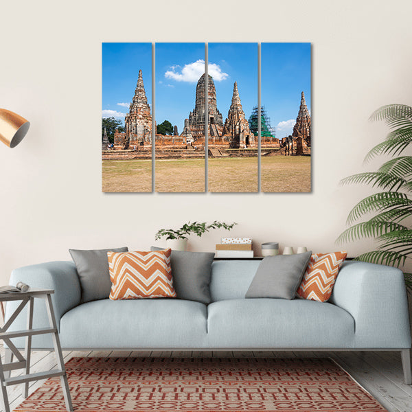 Ruins Of The Old City Of Ayutthaya, Thailand Canvas Wall Art-4 Horizontal-Gallery Wrap-34" x 24"-Tiaracle