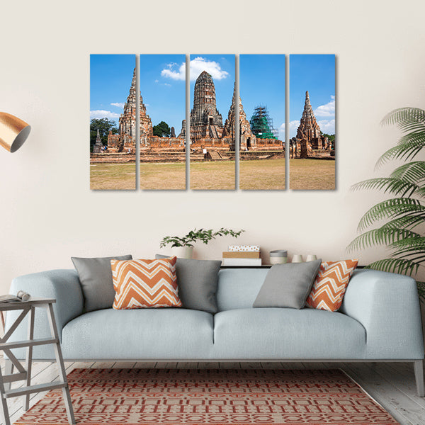 Ruins Of The Old City Of Ayutthaya, Thailand Canvas Wall Art-5 Horizontal-Gallery Wrap-22" x 12"-Tiaracle