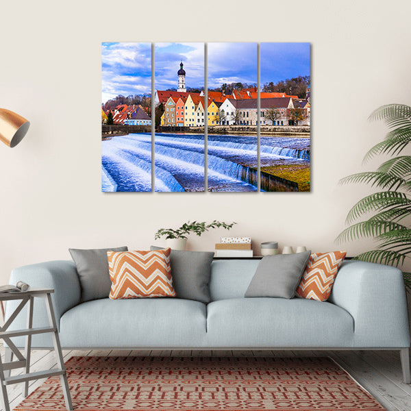 Landsberg Am Lech Village Canvas Wall Art-4 Horizontal-Gallery Wrap-34" x 24"-Tiaracle