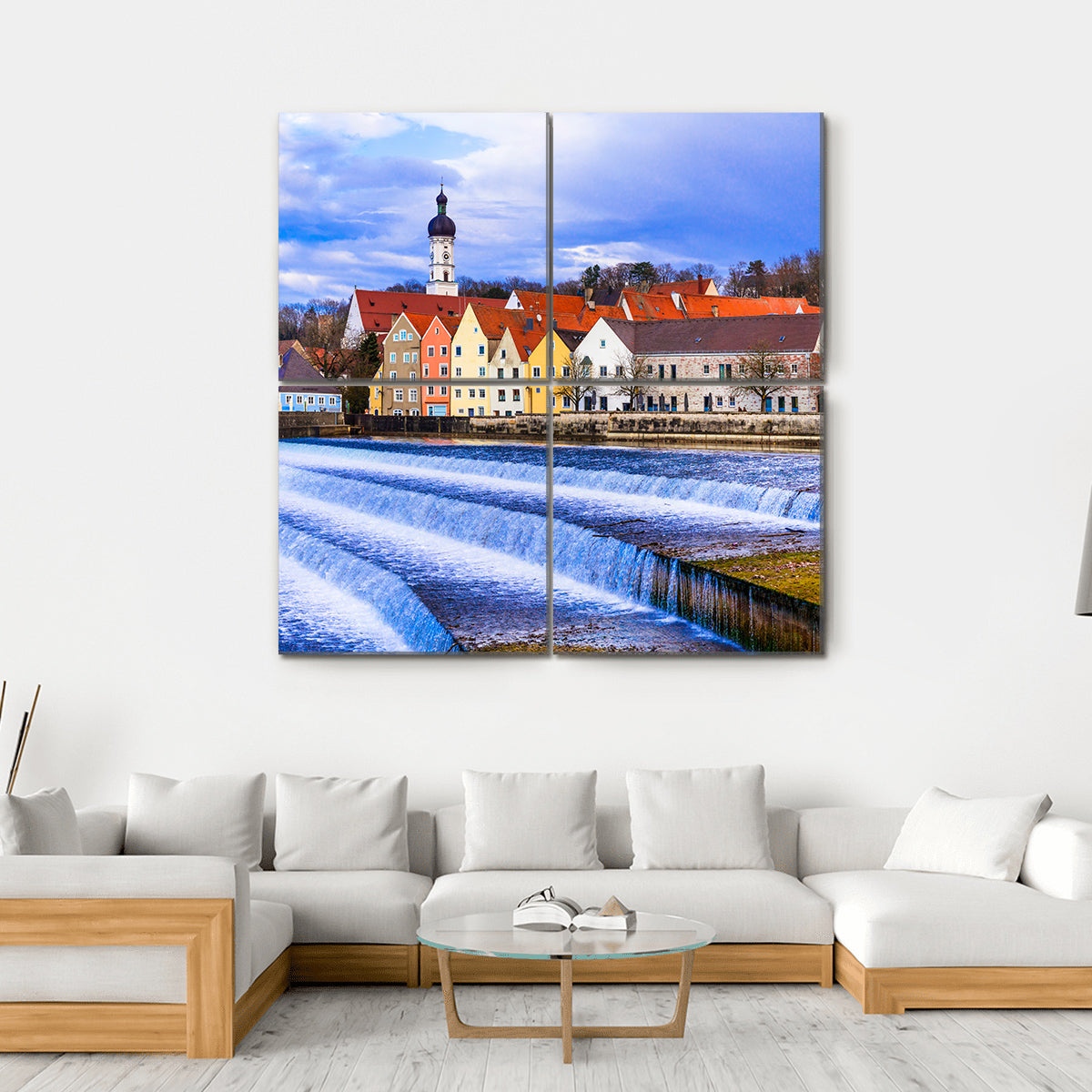 Landsberg Am Lech Village Canvas Wall Art-4 Square-Gallery Wrap-17" x 17"-Tiaracle