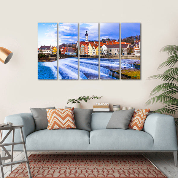 Landsberg Am Lech Village Canvas Wall Art-5 Horizontal-Gallery Wrap-22" x 12"-Tiaracle