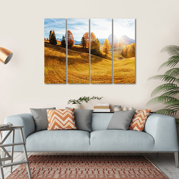 Autumn Hills In South Tyrol Canvas Wall Art-4 Horizontal-Gallery Wrap-34" x 24"-Tiaracle