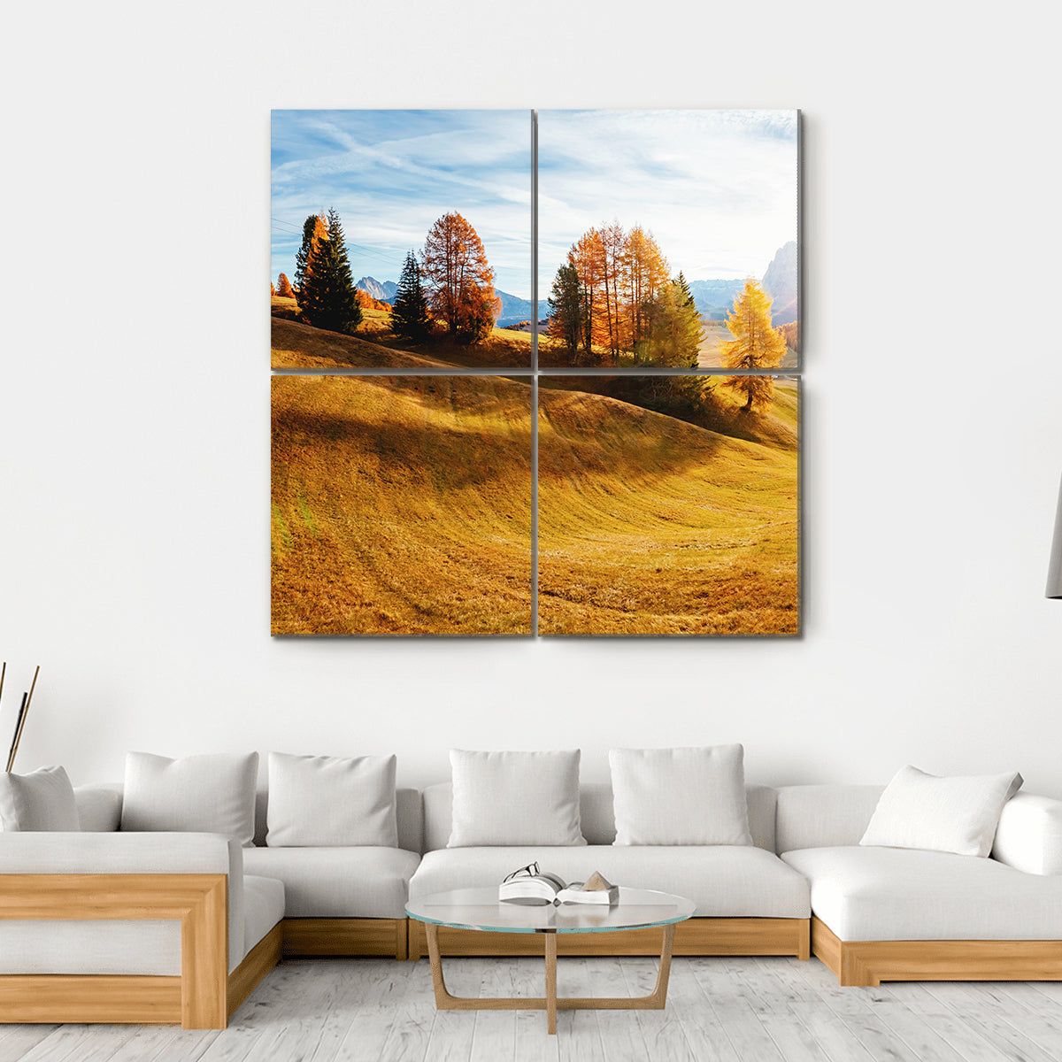 Autumn Hills In South Tyrol Canvas Wall Art-4 Square-Gallery Wrap-17" x 17"-Tiaracle