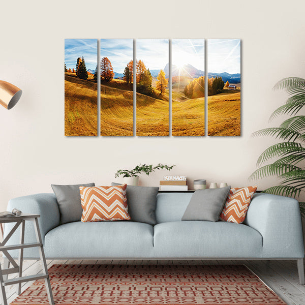 Autumn Hills In South Tyrol Canvas Wall Art-5 Horizontal-Gallery Wrap-22" x 12"-Tiaracle