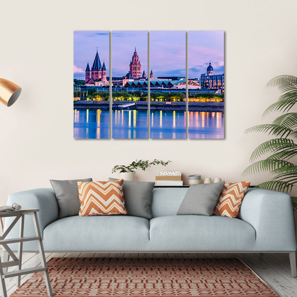 Mainz Cityscape Canvas Wall Art-4 Horizontal-Gallery Wrap-34" x 24"-Tiaracle