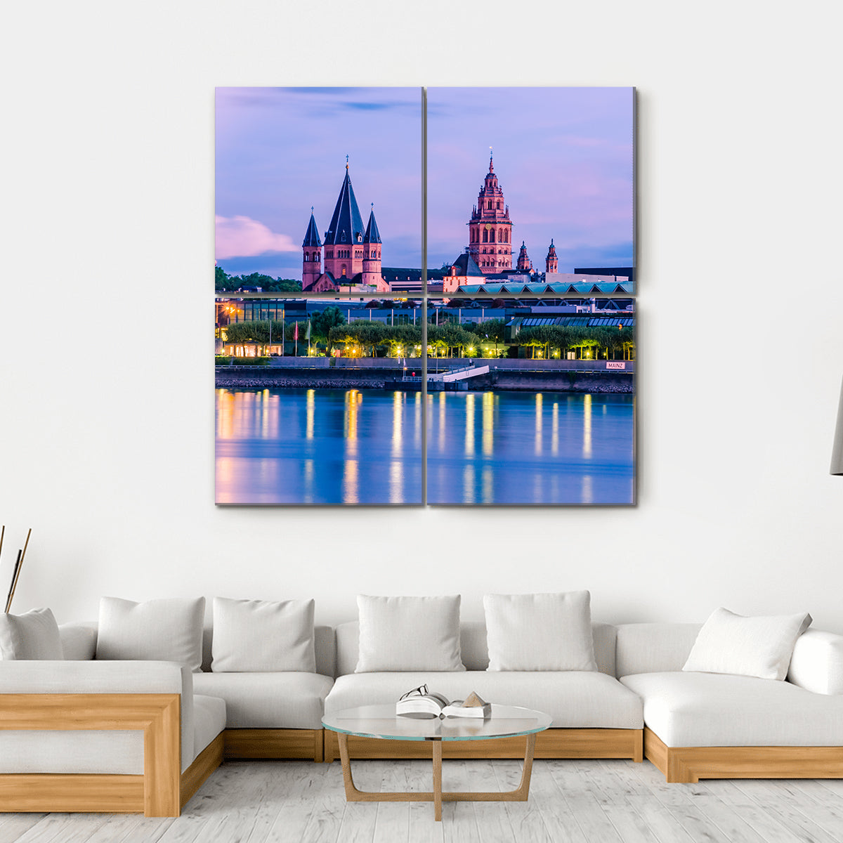 Mainz Cityscape Canvas Wall Art-4 Square-Gallery Wrap-17" x 17"-Tiaracle