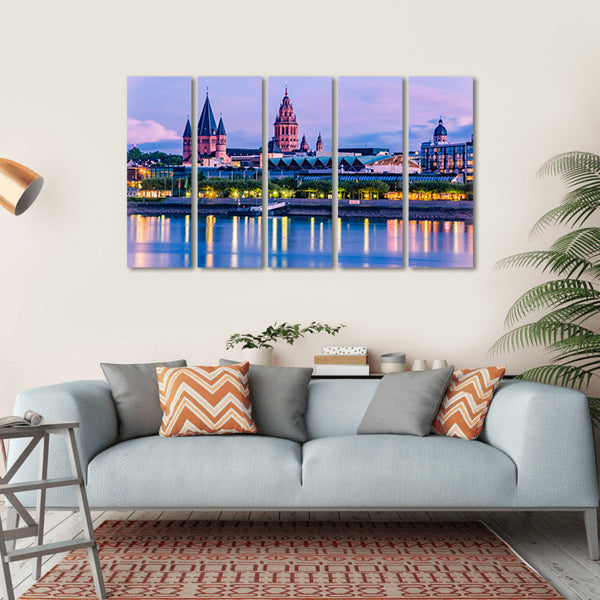 Mainz Cityscape Canvas Wall Art-5 Horizontal-Gallery Wrap-22" x 12"-Tiaracle