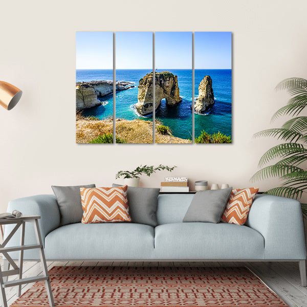 Pigeons Rock In Lebanon Canvas Wall Art-1 Piece-Gallery Wrap-36" x 24"-Tiaracle
