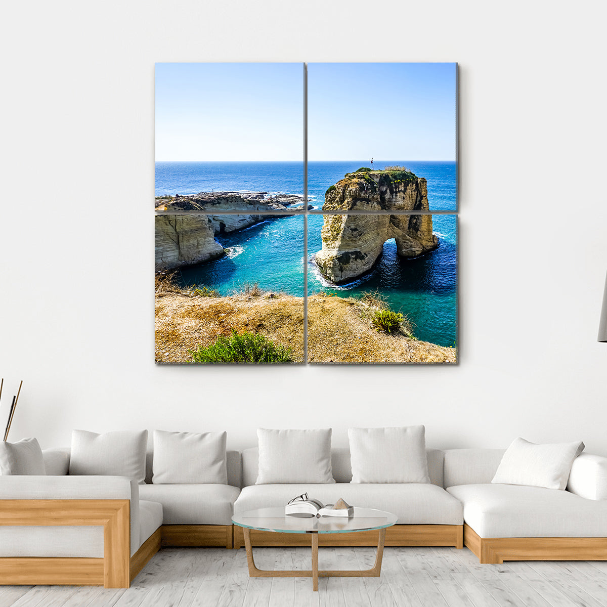 Pigeons Rock In Lebanon Canvas Wall Art-4 Square-Gallery Wrap-17" x 17"-Tiaracle