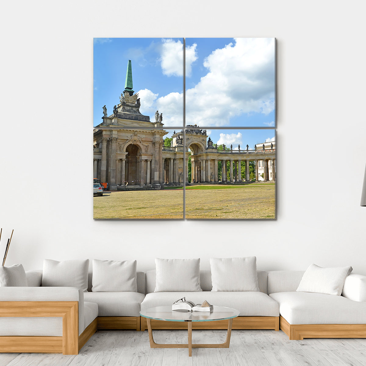 View Of A Colonnade And The New Palace Canvas Wall Art-4 Square-Gallery Wrap-17" x 17"-Tiaracle