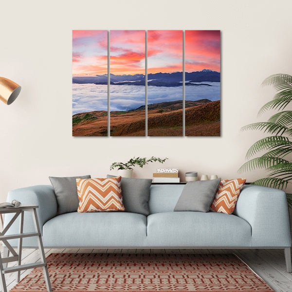 Sunrise At Mt Tetnuld Canvas Wall Art-4 Horizontal-Gallery Wrap-34" x 24"-Tiaracle