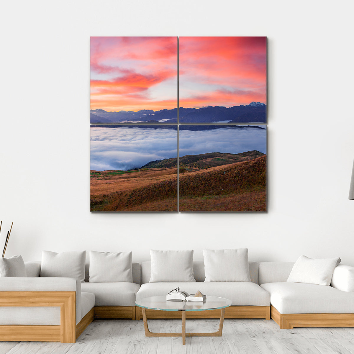 Sunrise At Mt Tetnuld Canvas Wall Art-4 Square-Gallery Wrap-17" x 17"-Tiaracle