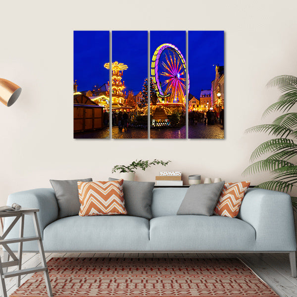 Cottbus Christmas Market Canvas Wall Art-4 Horizontal-Gallery Wrap-34" x 24"-Tiaracle
