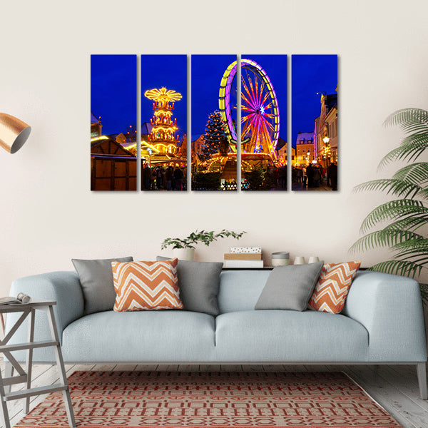 Cottbus Christmas Market Canvas Wall Art-5 Horizontal-Gallery Wrap-22" x 12"-Tiaracle