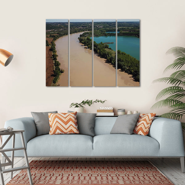 View Of Garonne And A Lake In Summer Canvas Wall Art-4 Horizontal-Gallery Wrap-34" x 24"-Tiaracle