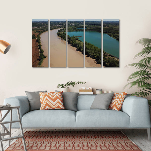 View Of Garonne And A Lake In Summer Canvas Wall Art-5 Horizontal-Gallery Wrap-22" x 12"-Tiaracle