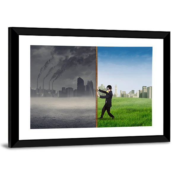 Environment Change Concept Canvas Wall Art-1 Piece-Framed Print-20" x 16"-Tiaracle