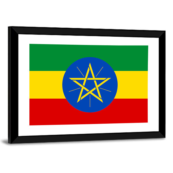 Flag Of Ethiopia Canvas Wall Art-1 Piece-Framed Print-42" x 14"-Tiaracle
