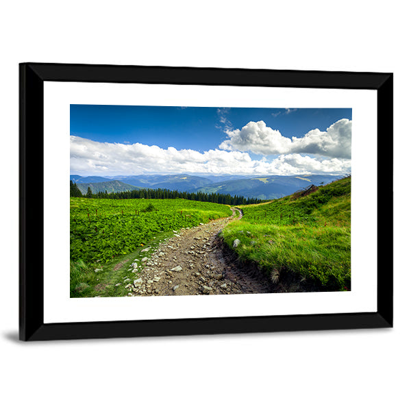 Gravel Path Through Green Mountain Hills Canvas Wall Art
