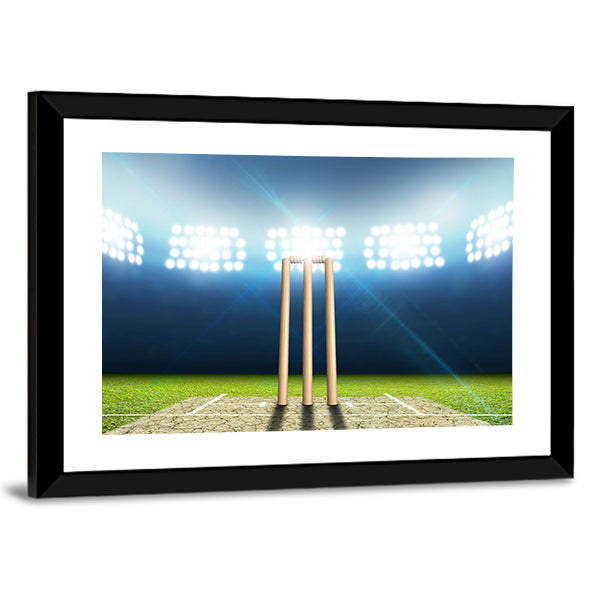 Cricket Stadium With Cricket Pitch Canvas Wall Art-1 Piece-Framed Print-30" x 20"-Tiaracle