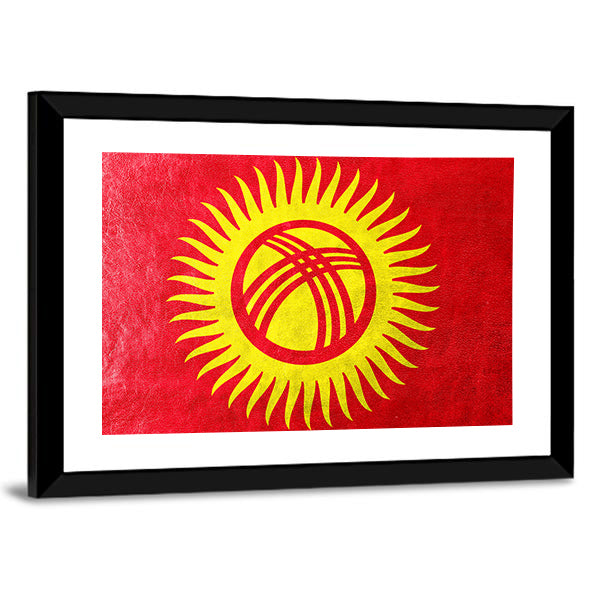 Kyrgyzstan Flag with Tunduk Sun Canvas Wall Art