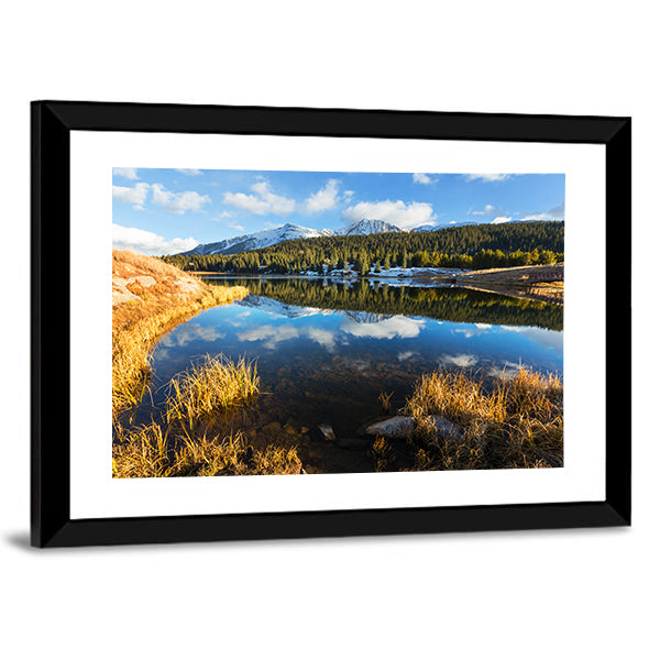 Colorado Rocky Mountain Lake Reflection Canvas Wall Art