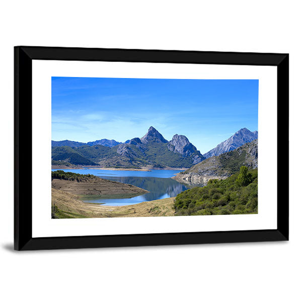 Mountain Landscape With Small Lake In Spain Canvas Wall Art-1 Piece-Framed Print-30" x 20"-Tiaracle