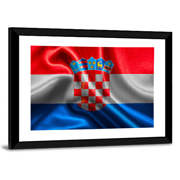 Croatian Wavy Flag Canvas Wall Art-1 Piece-Framed Print-30" x 20"-Tiaracle