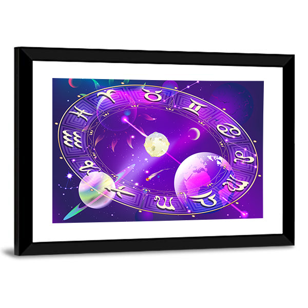 Horoscope Circle Canvas Wall Art-5 Horizontal-Gallery Wrap-22" x 12"-Tiaracle