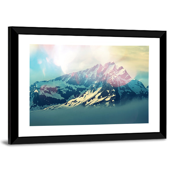 Majestic Mountain Peak in Bright Light Canvas Wall Art