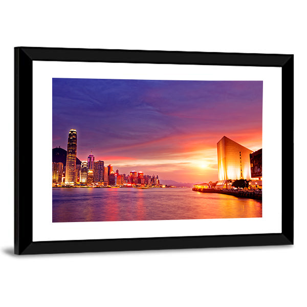 Hong Kong Cityscape at Sunset Canvas Wall Art