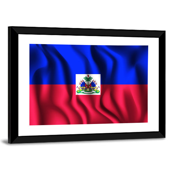 Flag Of Haiti Canvas Wall Art-1 Piece-Framed Print-42" x 14"-Tiaracle