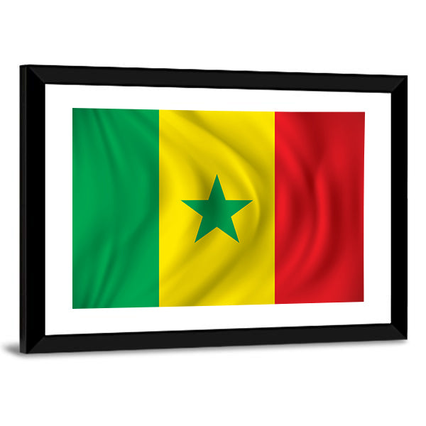 Flag Of Senegal Canvas Wall Art-1 Piece-Framed Print-20" x 16"-Tiaracle