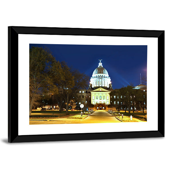 Mississippi State Capitol Canvas Wall Art-1 Piece-Framed Print-20" x 16"-Tiaracle