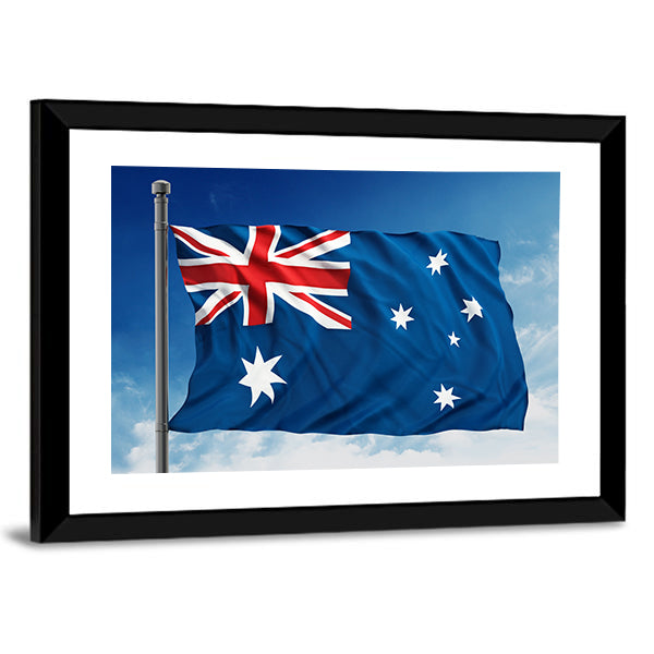 Flag Of Australia Canvas Wall Art-1 Piece-Framed Print-30" x 20"-Tiaracle