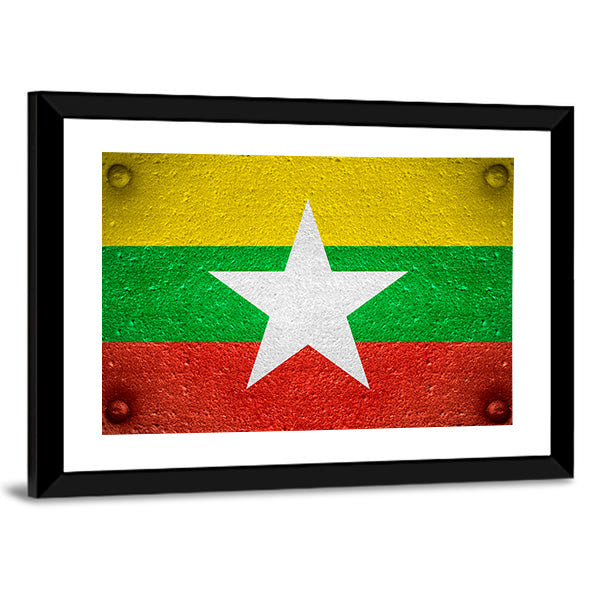 Flag Of Burma Canvas Wall Art-1 Piece-Framed Print-42" x 14"-Tiaracle
