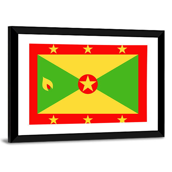 Grenada Flag Canvas Wall Art-1 Piece-Framed Print-42" x 14"-Tiaracle