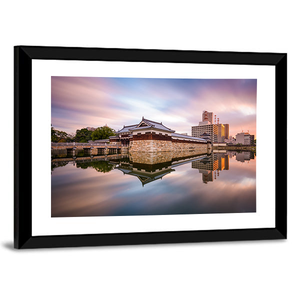 Japan Castle Moat at Sunset Canvas Wall Art